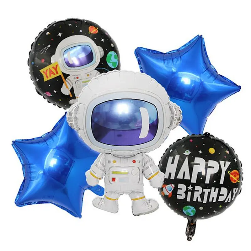 5pcs Astronaut Rocket Balloon Kit Astronaut Outer Space Theme Birthday Galaxy Theme Party Decoration round balloons