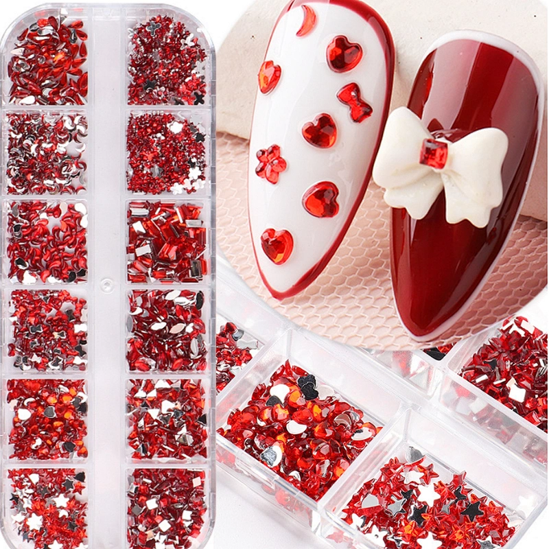 Love Star Resin Flat Glass Rhinestones