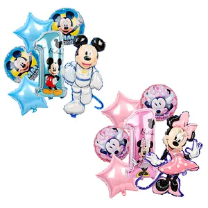 Hot salling 6 piece Mickey Minnie cartoon balloons set aluminum foil balloon for first birthday baby shower decoration