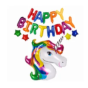New Unicorn Balloons Set Birthday Party Decorations Kids Unicorn Party Favors Letter Foil Ballon Event