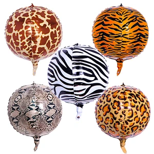 New Design 22 Inch Animal Printed 4D Aluminum Film Balloon Tiger Giraffe Zebra Balloon For Birthday Party Decoration Supplies