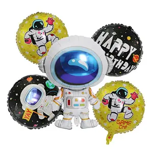 5pcs Astronaut Rocket Balloon Kit Astronaut Outer Space Theme Birthday Galaxy Theme Party Decoration round balloons