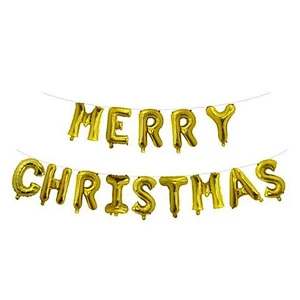 Multicolor Merry Christmas Foil Balloons 16inch Gold Silver Letter Air Globos Happy New Year Xmas Party Decoration Banner