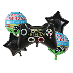 Cartoon Black Game Controller Foil helium Balloon Set Kids Birthday Children Gift Balloon Party Decoration Supplies