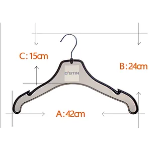 3433B Plastic Cloth Hanger with Metal Hook for Display (42cm)