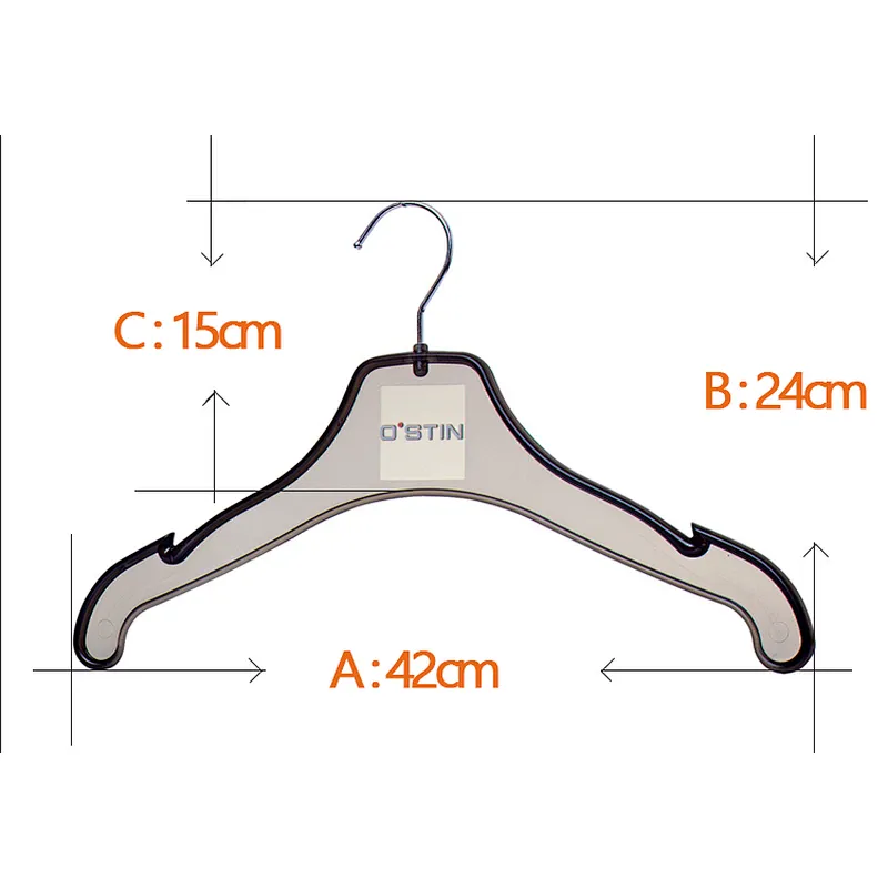 3433B Plastic Cloth Hanger with Metal Hook for Display (42cm)