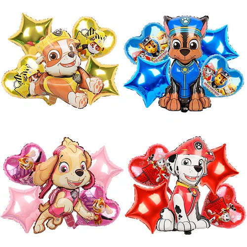 New design 5 pcs paw dog patrol balloon set party supplies paw dog patrol supplies for kids birthday