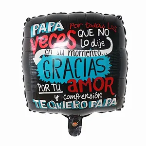 Wholesale 18inch Spanish Happy Father's Day Helium Globos Feliz Dia Super Papa helium Balloons father mother Party Decoration