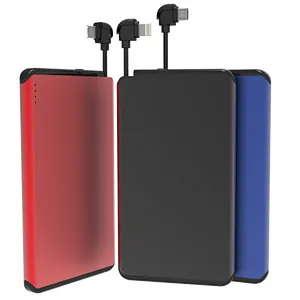Slim Power Bank With Built In Cable High Capacity Cute Power Bank 4000mah Emergency Power Bank S-35