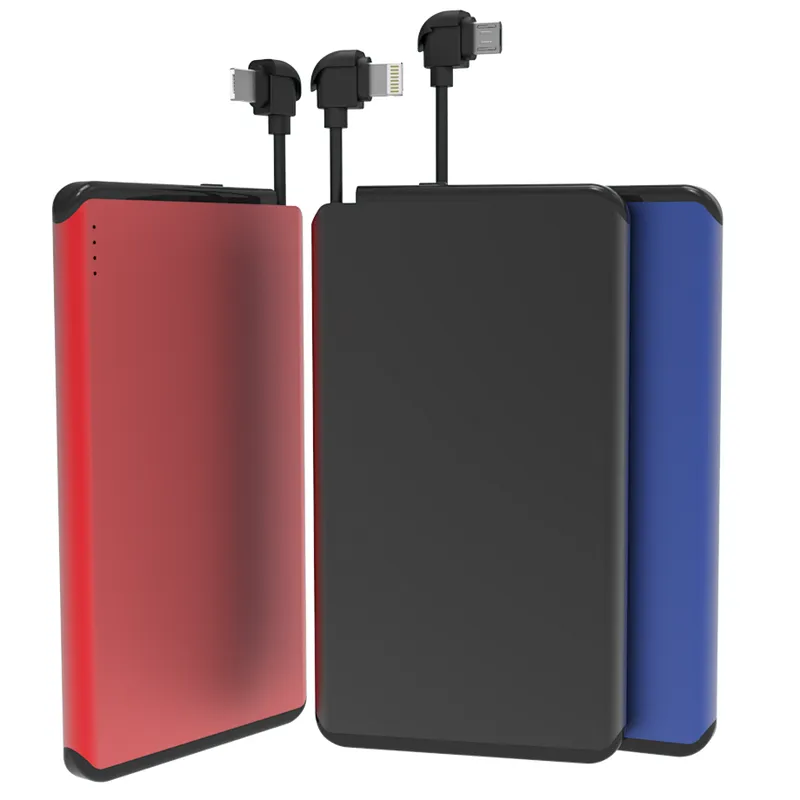 Slim Power Bank With Built In Cable High Capacity Cute Power Bank 4000mah Emergency Power Bank S-35