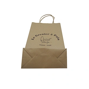 Custom flat handle brown kraft food paper bag manufacturer