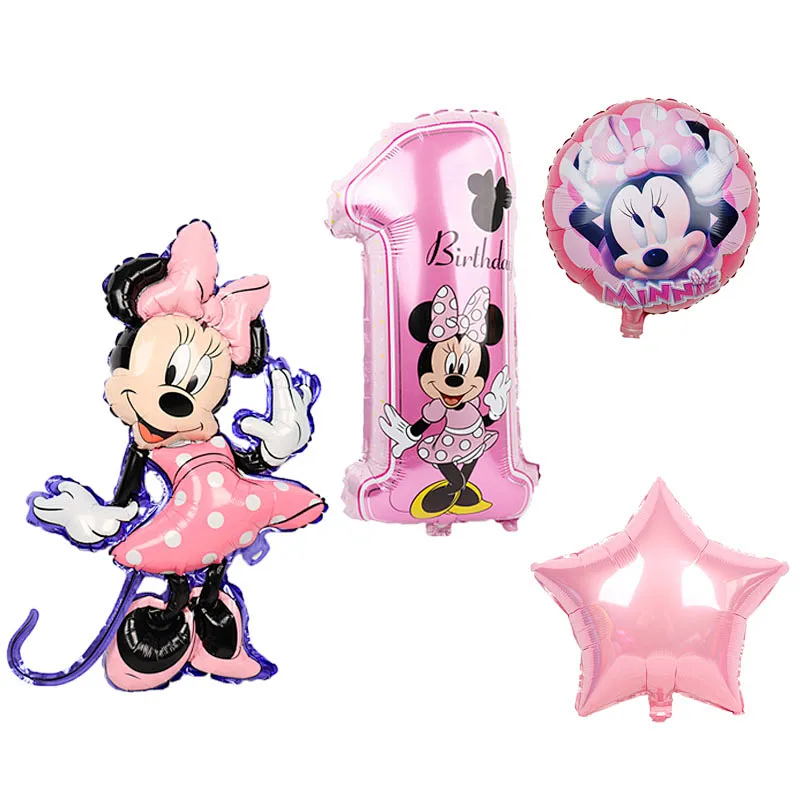 Hot salling 6 piece Mickey Minnie cartoon balloons set aluminum foil balloon for first birthday baby shower decoration
