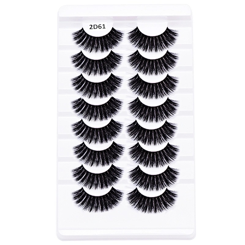 8Pairs Silk Private Label Faux Mink Eyelash Easy PP Box Wholesale Eyelash Glue Customise Only 18MM Mink Eyelashes Black Soft EAS