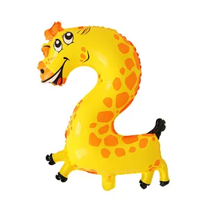 16inch cartoon animal number aluminum foil balloon birthday decoration balloon 0-9 number foil balloon