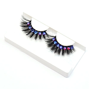 Unique Special Eyelashes 25MM Yellow Diamond Red Eyelash Lashes T-stage show Synthetic Fiber 3D False Eyelashes Wholesale Beauty