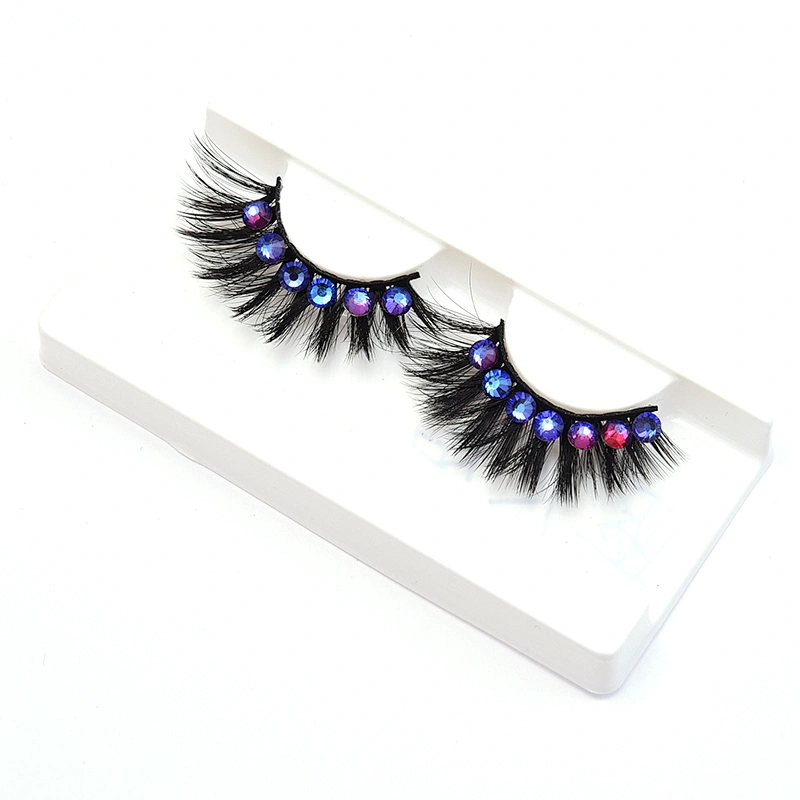 Unique Special Eyelashes 25MM Yellow Diamond Red Eyelash Lashes T-stage show Synthetic Fiber 3D False Eyelashes Wholesale Beauty