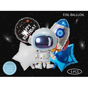 5pcs Astronaut Rocket Balloon Kit Astronaut Outer Space Theme Birthday Galaxy Theme Party Decoration round balloons