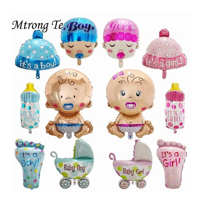 Angel Baby Shower Foil Balloons Boys Girls Birthday Party Newborn Kids Party Decoration Air Globos Blue Pink Mix Baloes Supplies