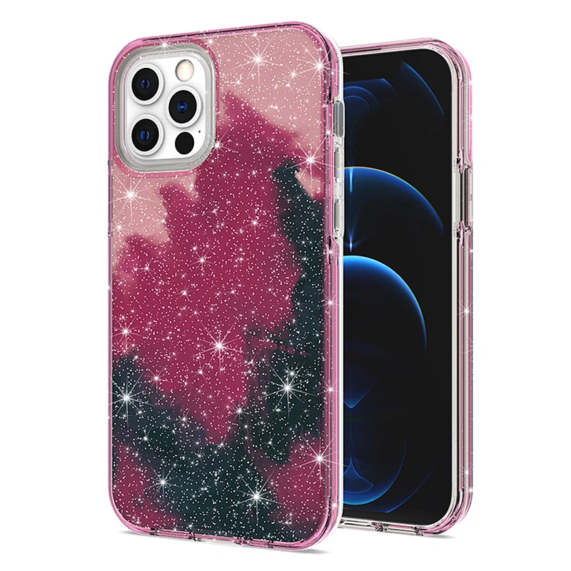 Luxury high relief custom printing glitter cell mobile phone cover case for IPhone 13 Pro Max 12S