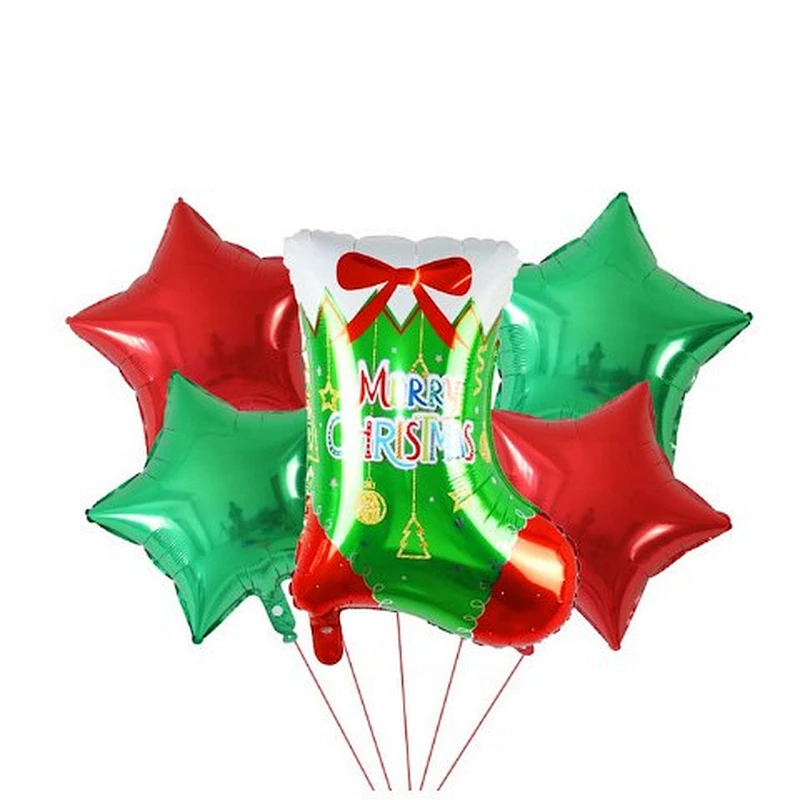 5pcs Merry Christmas Foil Balloons Set Santa Claus Snowman Tree Stockings Bells Helium Globos New Year Xmas Party Decorations