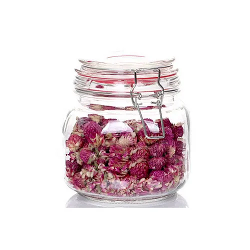 Economic swing top glass food jar,clip top glass jar