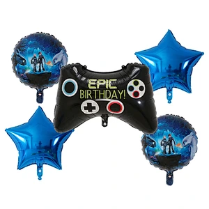 Cartoon Black Game Controller Foil helium Balloon Set Kids Birthday Children Gift Balloon Party Decoration Supplies