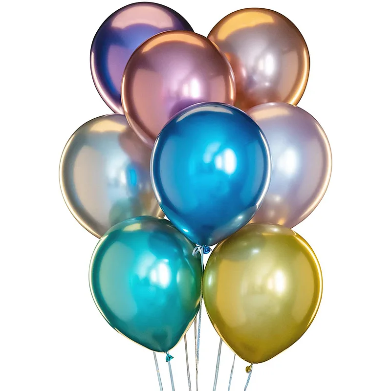 50pcs Metallic Latex Balloons Assorted Color 12 inch 8 Kinds of Shiny Chrome Latex for Birthday Anniversary Wedding Engagement Party Decorations