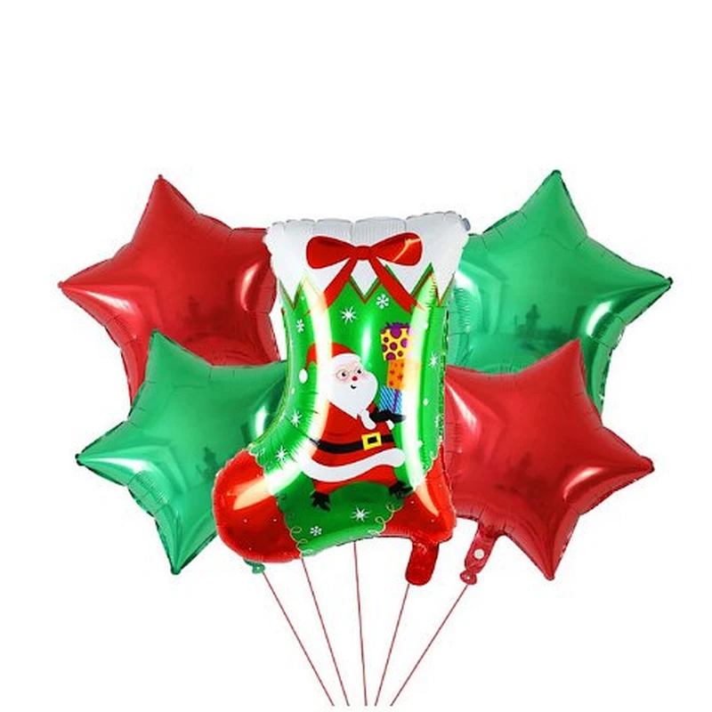 5pcs Merry Christmas Foil Balloons Set Santa Claus Snowman Tree Stockings Bells Helium Globos New Year Xmas Party Decorations