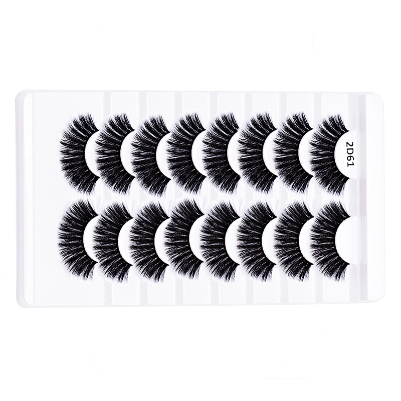 8Pairs Silk Private Label Faux Mink Eyelash Easy PP Box Wholesale Eyelash Glue Customise Only 18MM Mink Eyelashes Black Soft EAS