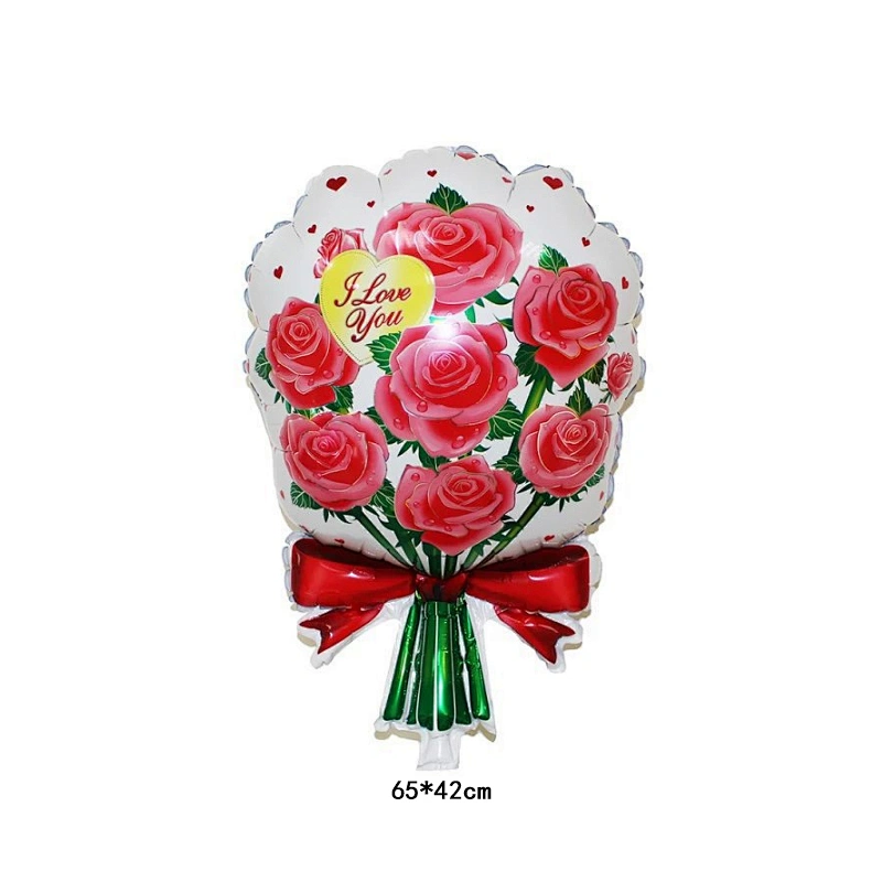 Romantic Red Pink Bouquet Rose Flowers Foil Balloons Marry Wedding Decoration Valentine'S Day Event & Party Supplies