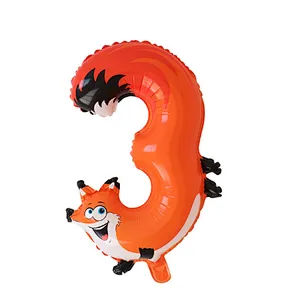 16inch cartoon animal number aluminum foil balloon birthday decoration balloon 0-9 number foil balloon