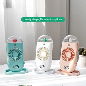 Cartoon Style Fan With Ambient Light Household Handheld Spray Fan Moisturizing And Humidifying Small Fan