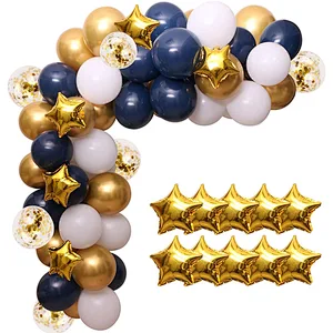 100pcs Navy Blue Latex Balloon Garland Kit and Star Foil Balloons for Birthday Christmas Baby Shower Party Supplies Decorations