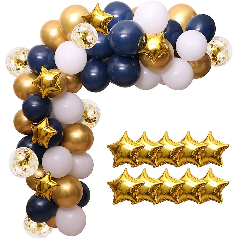100pcs Navy Blue Latex Balloon Garland Kit and Star Foil Balloons for Birthday Christmas Baby Shower Party Supplies Decorations