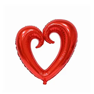 Whosale Multiple Style Weeding Decoration Foil Balloons Red Heart Love Letter Lip Inflatable Aluminum Film Balloon For Happy Valentines Day Bride Shower Decoration