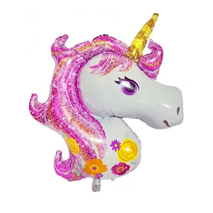 Cartoon interesting unicorn head shape Aluminum Foil helium balloon for Kids Unicorn Party Wedding Birthday Party Decorations
