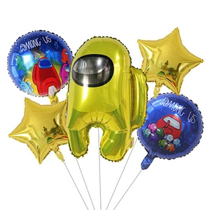 Amazon Hot Sale Birthday Party Decoration Foil Balloon 5pcs Amoung Us Game Them balloon Set