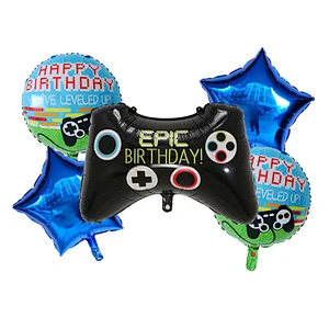Cartoon Black Game Controller Foil helium Balloon Set Kids Birthday Children Gift Balloon Party Decoration Supplies