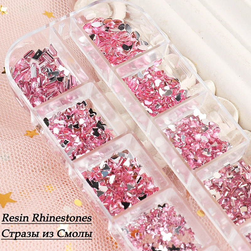 Love Star Resin Flat Glass Rhinestones