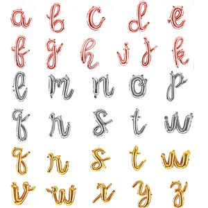 16 inch lowercase cursive a-z letters aluminum cursive birthday foil balloon letter alphabet balloons wedding decoration