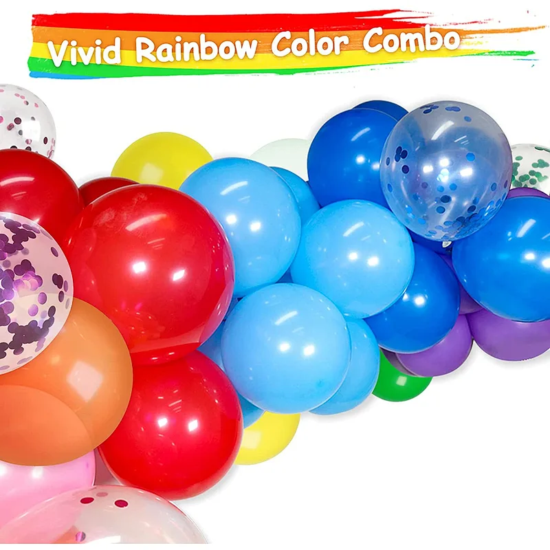 110pcs Rainbow Confetti Balloons Arch Kit Colorful Garland for Birthday Circus Fiesta Wedding Baby Shower Party Decorations