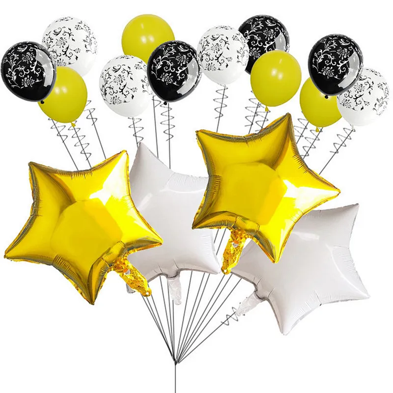 Hot Sale Birthday Party Decoration 18 Inch Foil Star Balloon 12 Inch Printed Latex Balloon Set
