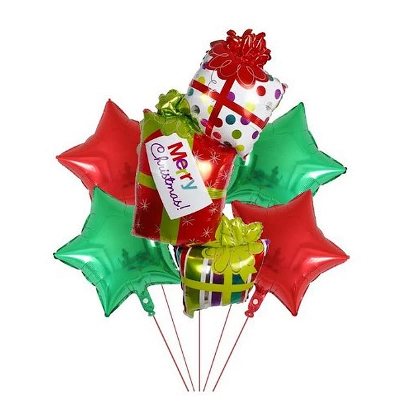 5pcs Merry Christmas Foil Balloons Set Santa Claus Snowman Tree Stockings Bells Helium Globos New Year Xmas Party Decorations