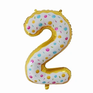 32inch Number Donuts Cake Dessert Print Figure Foil Balloons For Kids Birthday Party Decor Supplies Sweet Number Balloon