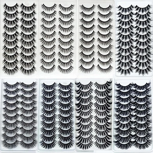 10Pairs Waterproof Synthetic Eyelashes Adhesive False Eyelashes