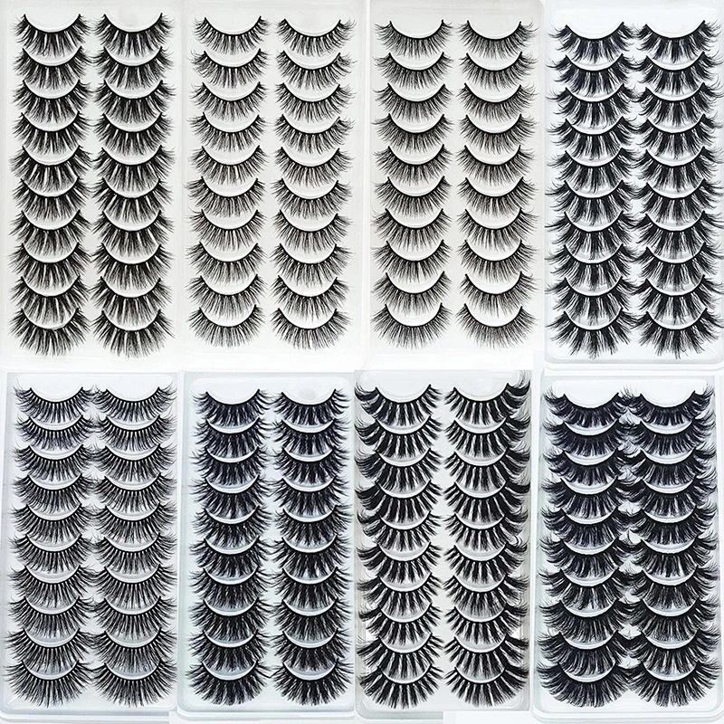 10Pairs Waterproof Synthetic Eyelashes Adhesive False Eyelashes