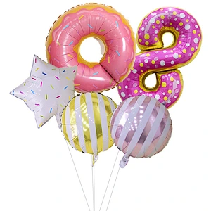 Donut Birthday Party Decorations Mylar Balloon Donut Globos Theme Party Supplies Baby Shower Home Decoration Birthday Backdrop