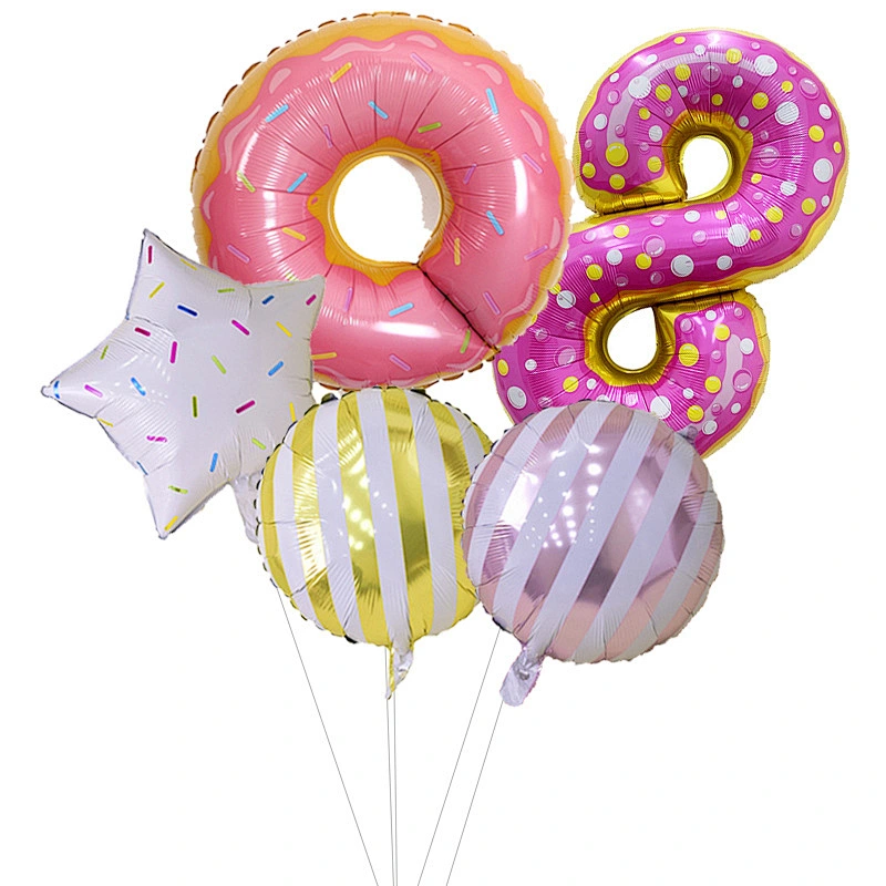 Donut Birthday Party Decorations Mylar Balloon Donut Globos Theme Party Supplies Baby Shower Home Decoration Birthday Backdrop
