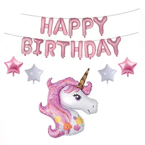 New Unicorn Balloons Set Birthday Party Decorations Kids Unicorn Party Favors Letter Foil Ballon Event