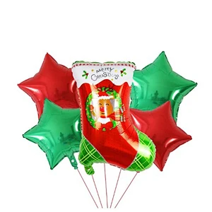 5pcs Merry Christmas Foil Balloons Set Santa Claus Snowman Tree Stockings Bells Helium Globos New Year Xmas Party Decorations